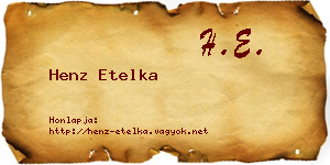 Henz Etelka névjegykártya